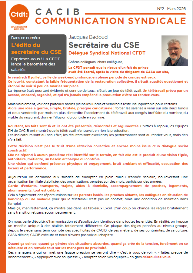 Tract CFDT N&deg; 2 2026